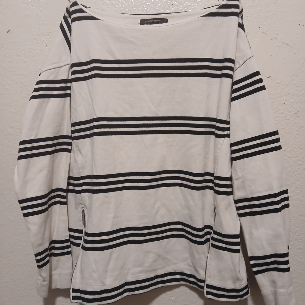 Banana Republic Black and White Striped Top